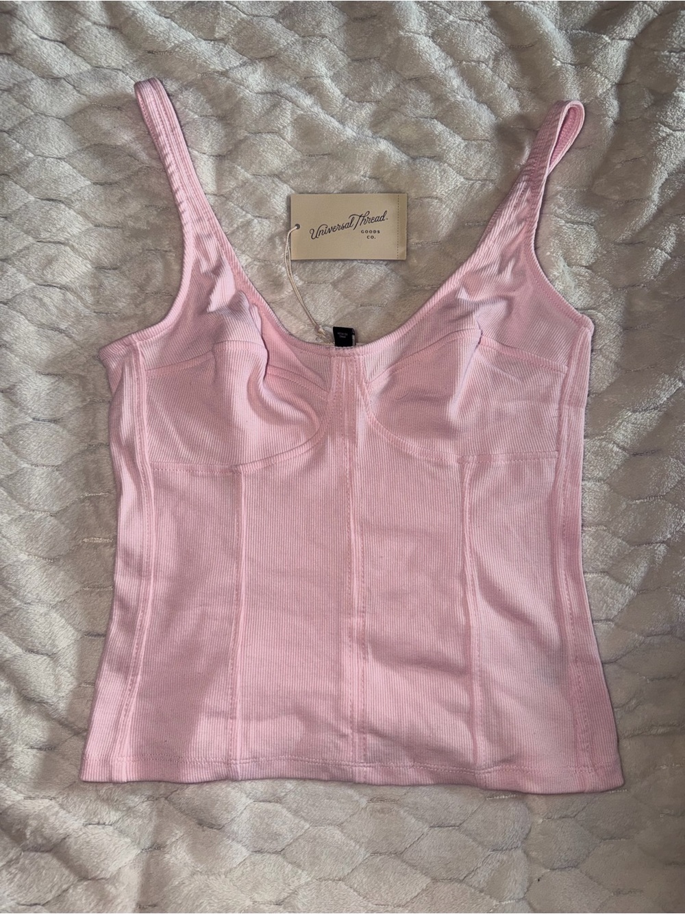 Universal Thread Pale Pink Ribbed Bustier Tank - Picture 2 of 5